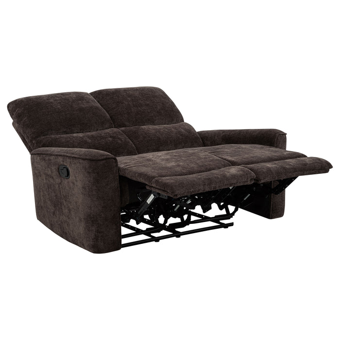 Juego de sofás tapizado reclinable Navarro de 3 piezas - marrón oscuro