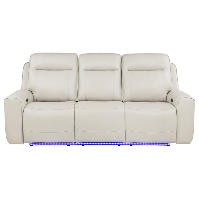 Rojas Dual Power Reclining Sofa with Drop-Down Console Greige