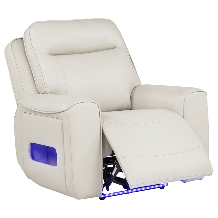 Rojas Dual Power Recliner with Cupholder Storage and LED Lighting Greige