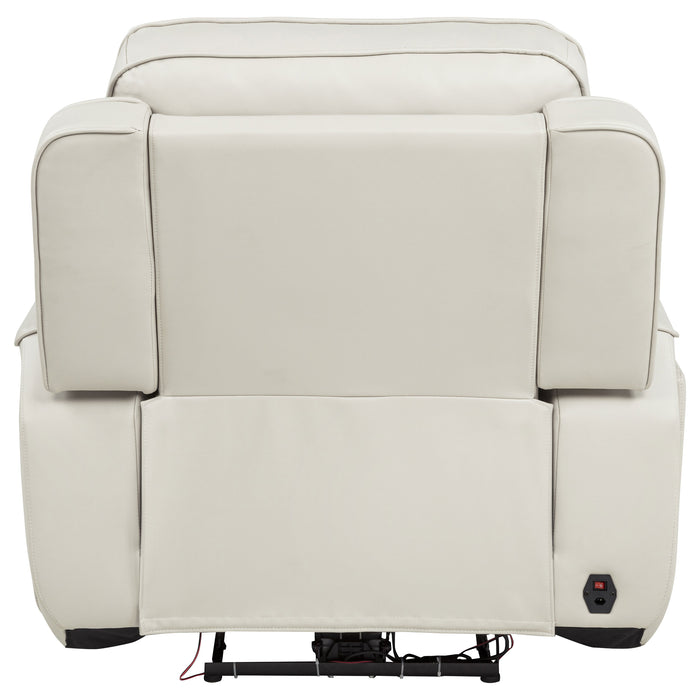 Rojas Dual Power Recliner with Cupholder Storage and LED Lighting Greige