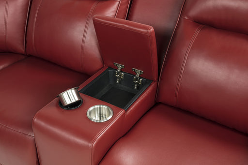 Rojas 3-Piece Dual Power Reclining L-Shaped Sectional with Bluetooth Red
