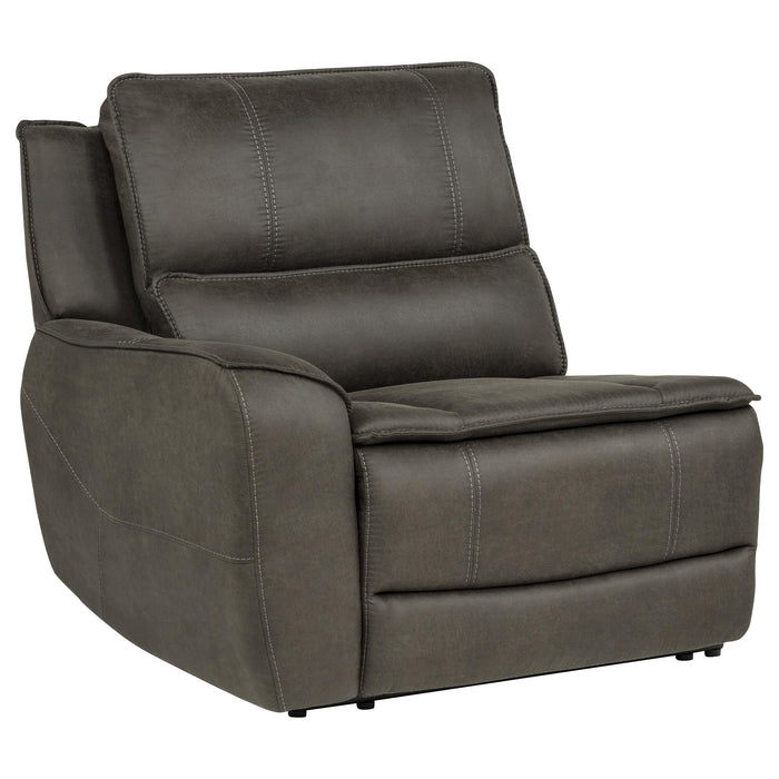 Reclinable eléctrico de estilo transicional con brazo izquierdo Marcell con carga USB - gris