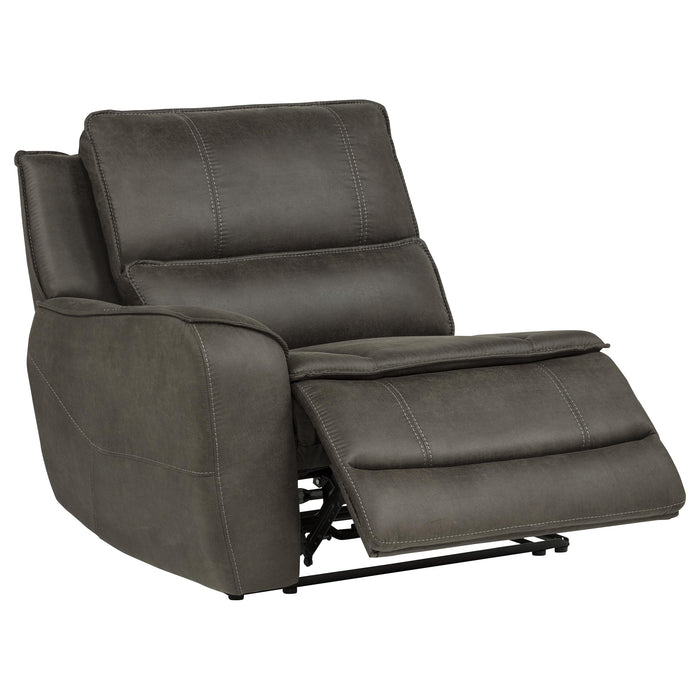 Reclinable eléctrico de estilo transicional con brazo izquierdo Marcell con carga USB - gris