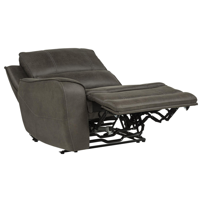 Reclinable eléctrico de estilo transicional con brazo izquierdo Marcell con carga USB - gris