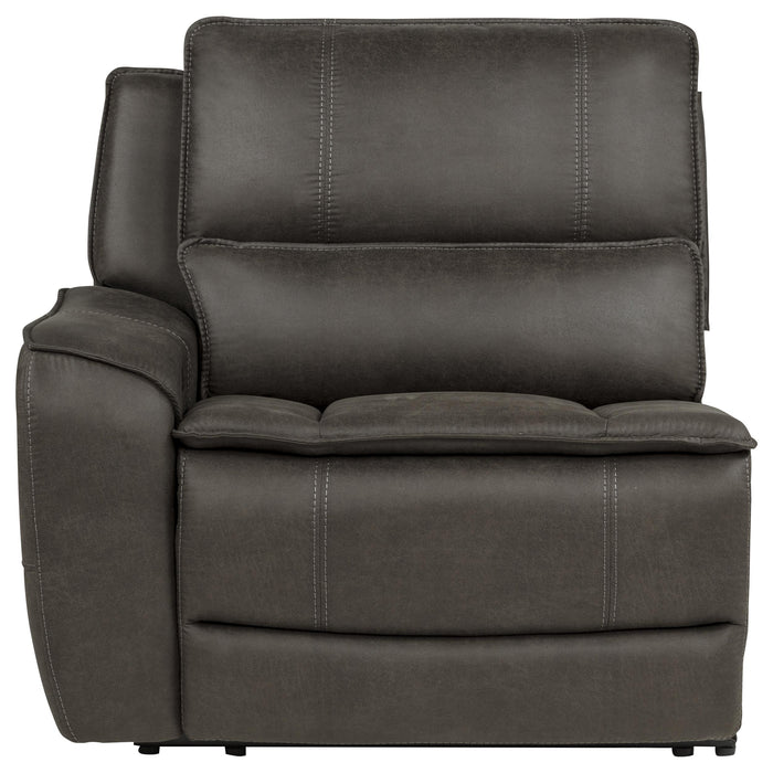 Reclinable eléctrico de estilo transicional con brazo izquierdo Marcell con carga USB - gris
