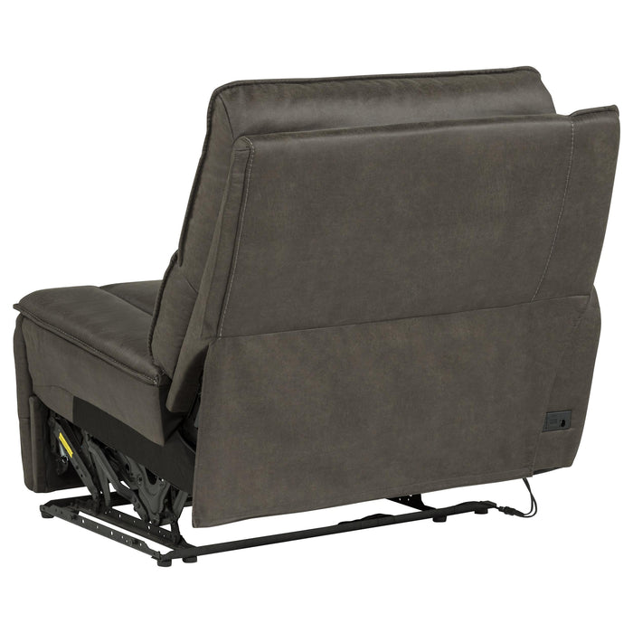 Reclinable eléctrico de estilo transicional con brazo izquierdo Marcell con carga USB - gris
