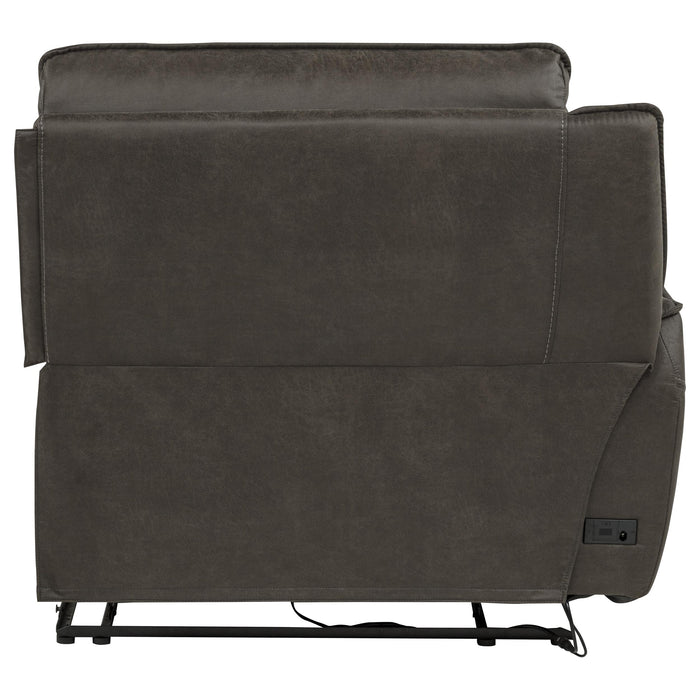 Reclinable eléctrico de estilo transicional con brazo izquierdo Marcell con carga USB - gris