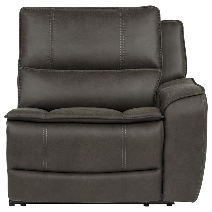 Reclinable eléctrico de estilo transicional con brazo derecho Marcell con carga USB - gris