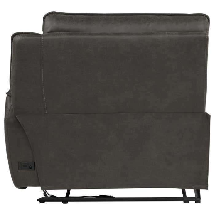 Reclinable eléctrico de estilo transicional con brazo derecho Marcell con carga USB - gris