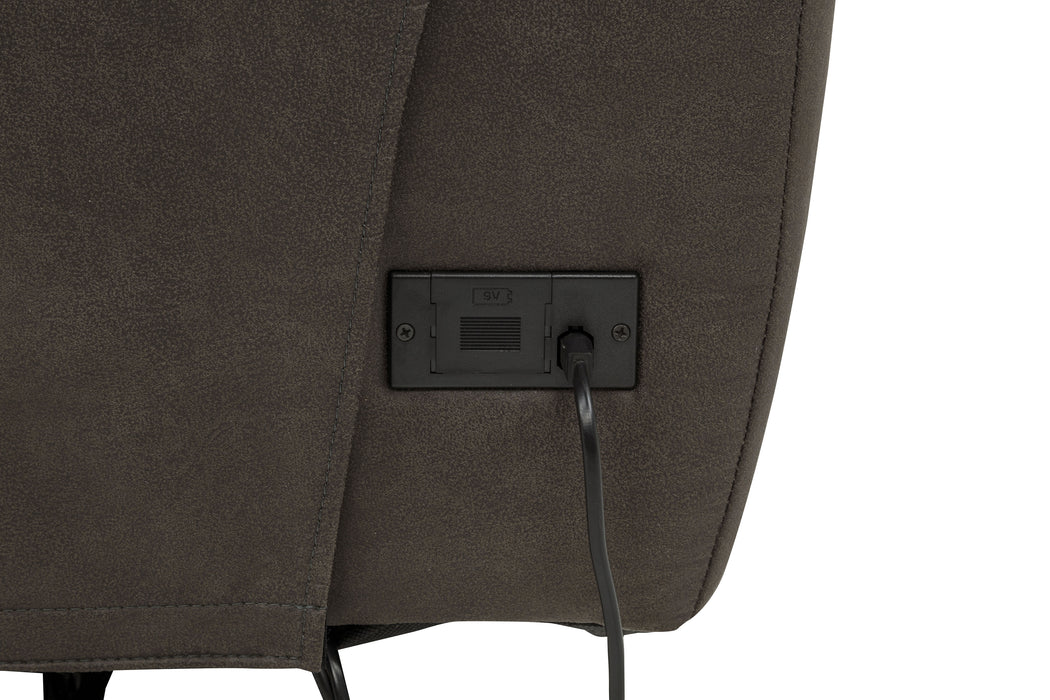 Reclinable eléctrico de estilo transicional con brazo derecho Marcell con carga USB - gris