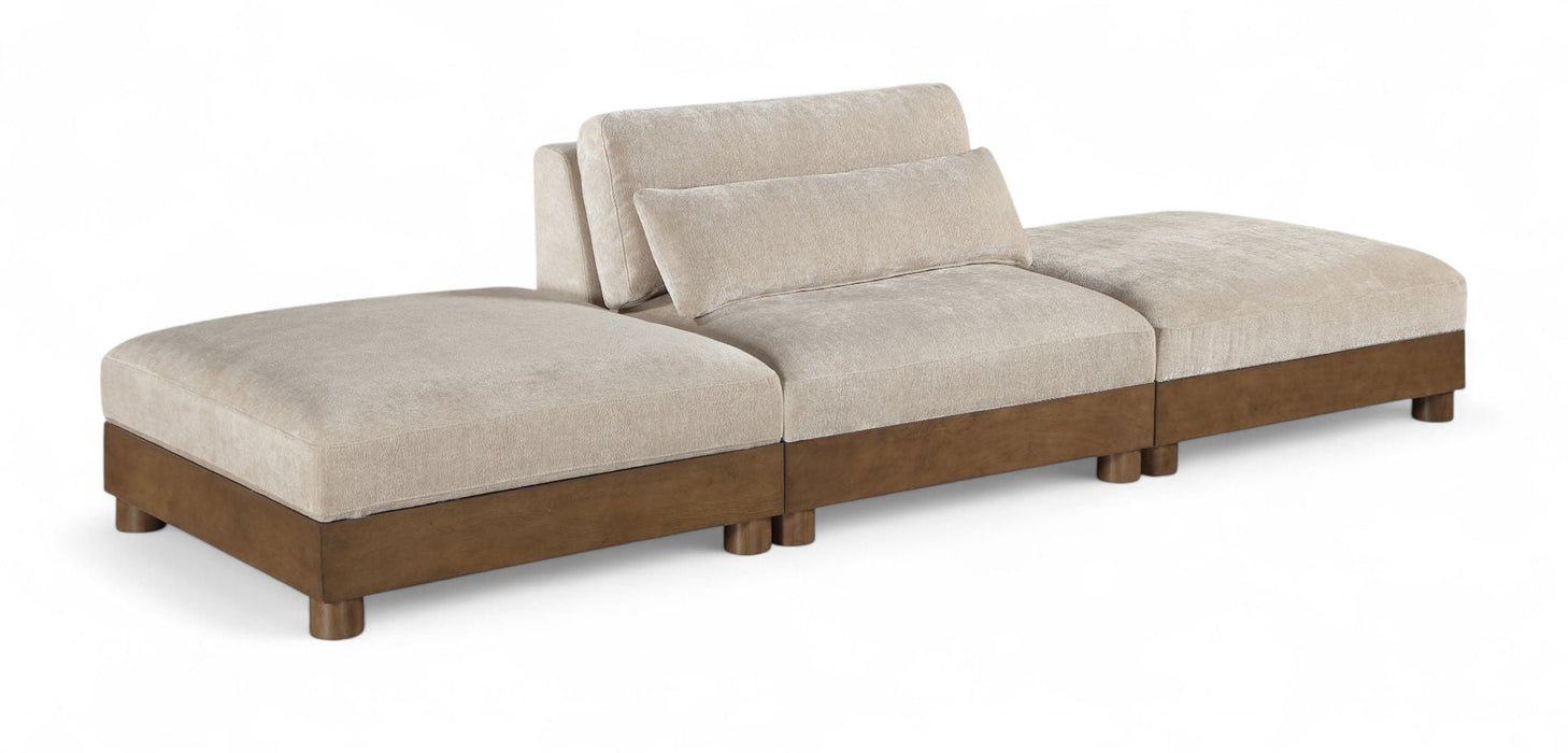 Turin 120" Chenille Fabric Upholstered 3pc. Modular Sofa