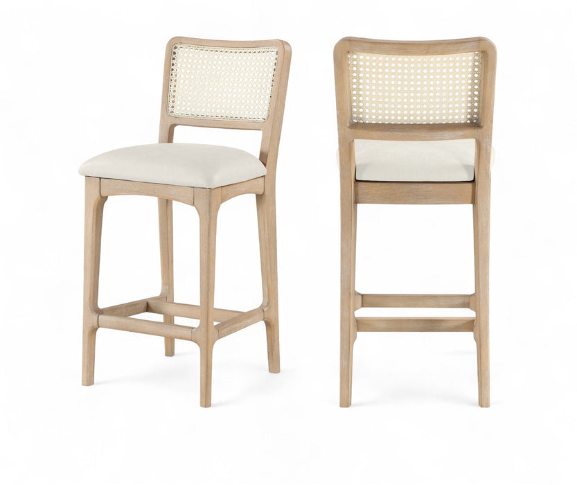 Atrium Cane Back And Vegan Leather Upholstered Seat Counter Stool