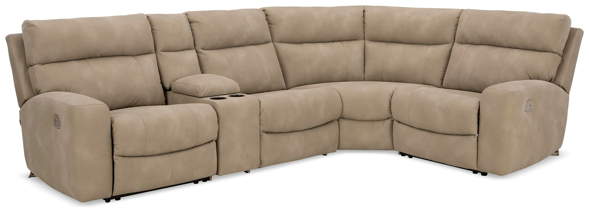 Next-Gen Durapella 5-Piece Power Reclining Sectional - Armless Chair, Console with Storage, LAF Power Recliner, RAF Power Recliner, Wedge