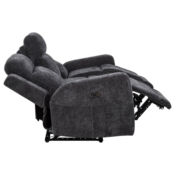 Kennett 2-piece Chenille Power Reclining Sofa Set Dark Grey