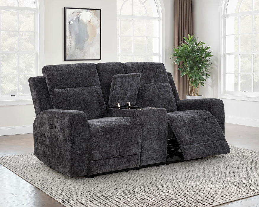 Kennett Chenille Upholstered Power Reclining Loveseat Ivory