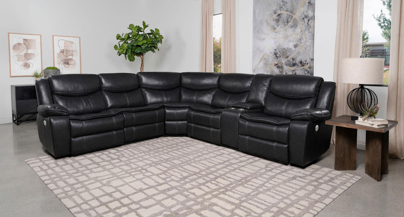 Seccional reclinable eléctrico tapizado Sycamore, color marrón