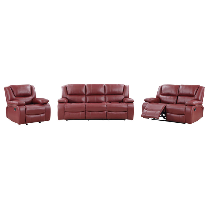 Juego de sofás tapizado reclinable Camila de 3 piezas - rojo