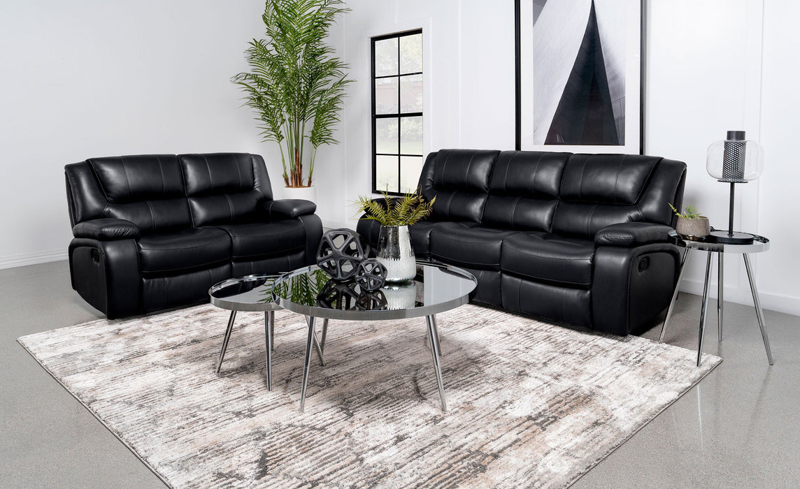 Camila 2-piece Upholstered Reclining Sofa Set Red