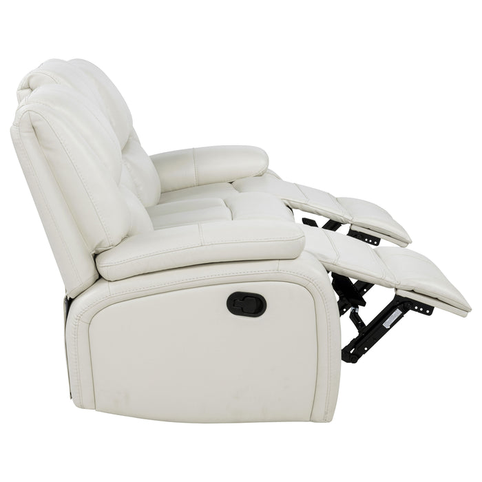 Camila Upholstered Motion Reclining Sofa White