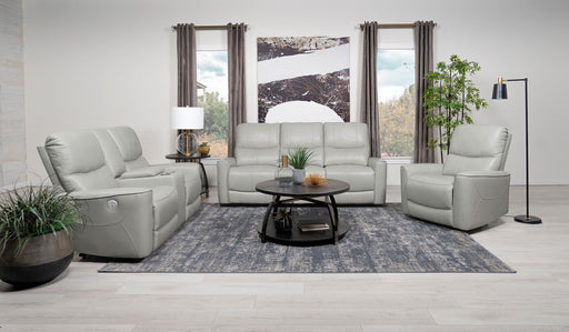 Greenfield Upholstered Power Reclining Loveseat Dove Grey - White