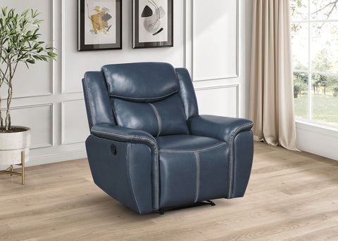 Sillón reclinable tapizado y acolchado con reposabrazos Sloane azul