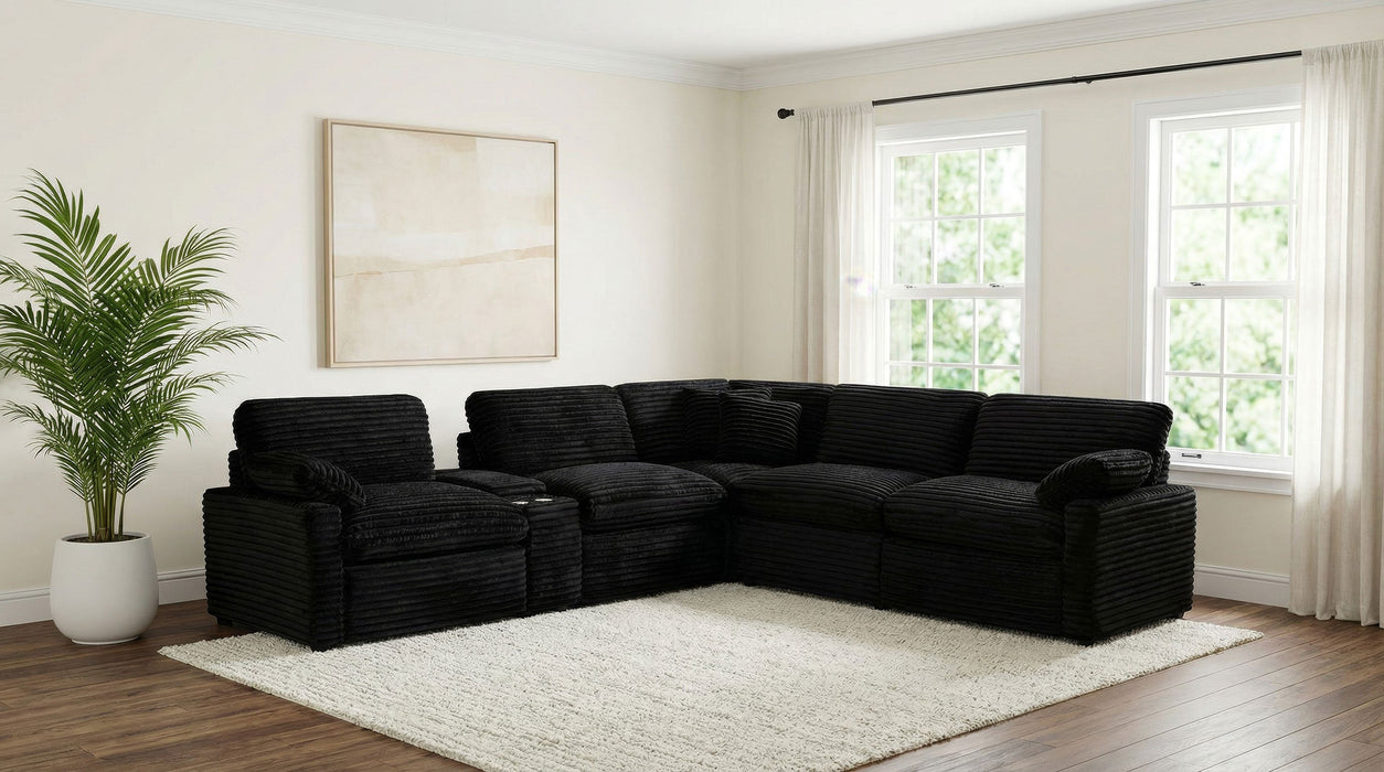 Sofá seccional reclinable eléctrico modular Collins de 6 piezas en marrón chocolate
