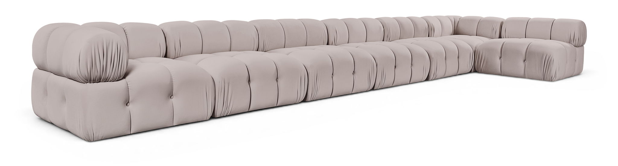 Orin 222" Velvet Performance Fabric Upholstered 7 Pc. Modular Sectional