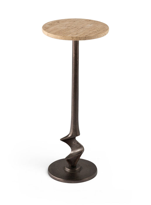 Oxira Travertine And Aluminum End Table