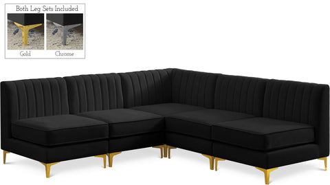 Seccional modular tapizado de terciopelo Alina de 84.5" de 5 piezas