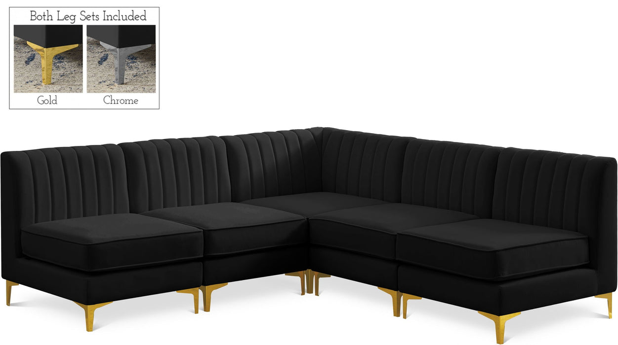 Alina 84.5" Velvet Upholstered 5pc. Modular Sectional