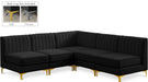 Alina 84.5" Velvet Upholstered 5pc. Modular Sectional