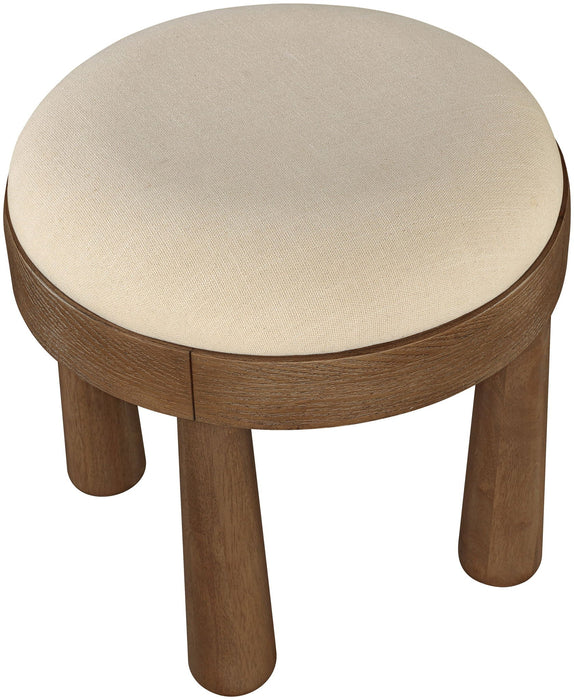 Larea Linen Textured Fabric Upholstered Ottoman