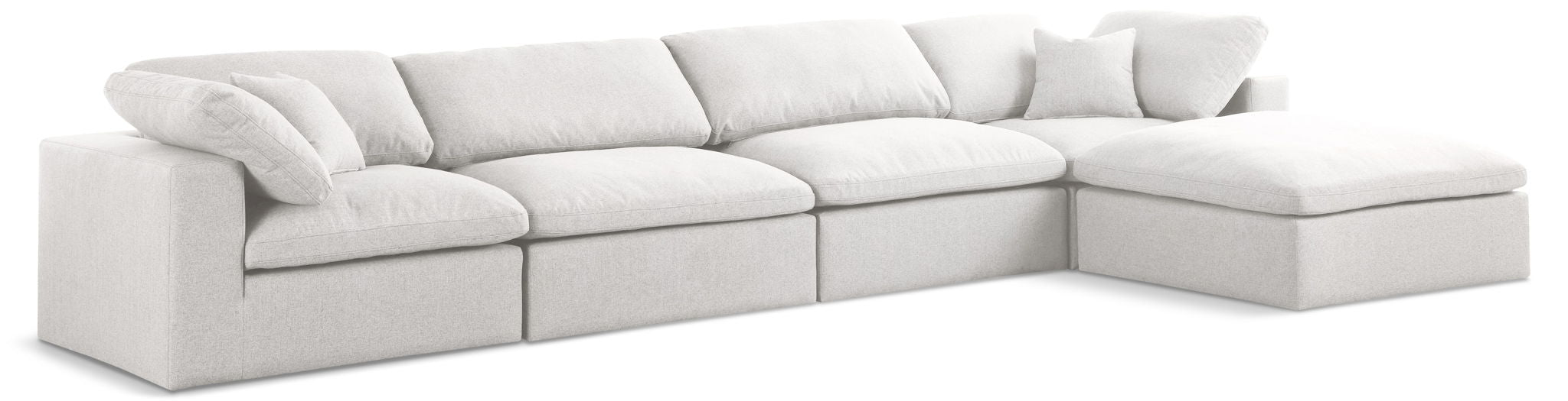 Serene 158" Linen Textured Fabric Upholstered Deluxe Comfort 5pc. Modular Sectional