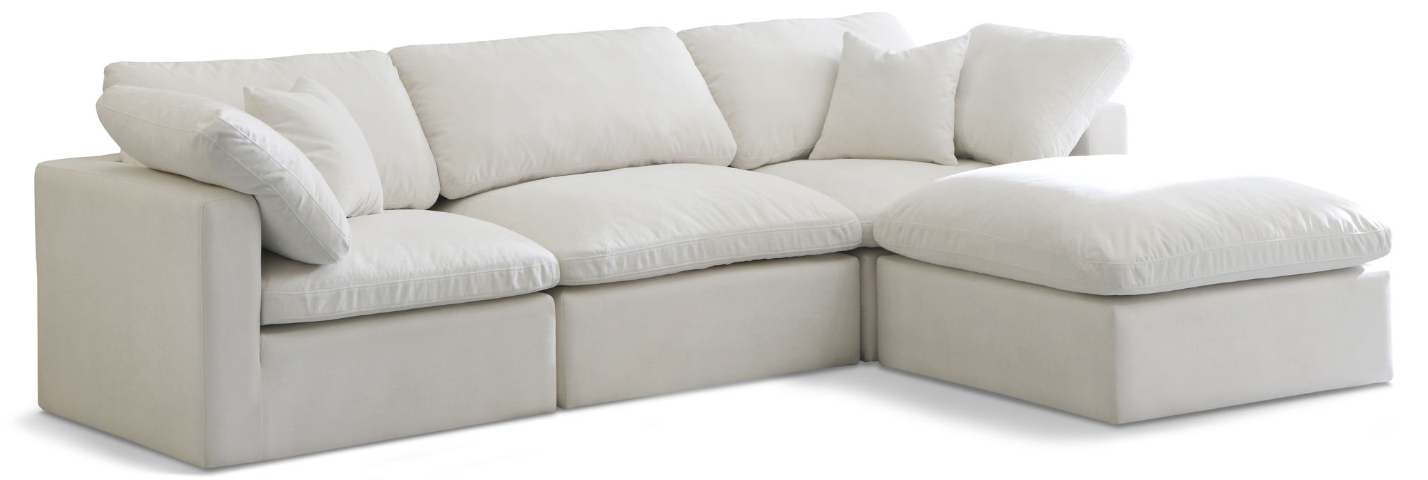 Plush 105" Velvet Upholstered Standard Comfort 4pc. Modular Sectional