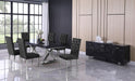 Excel 84" / 103.75" / 1123.5" Lacquer Finish Top And Stainless Steel Base 2 Leaf Extendable Dining Table