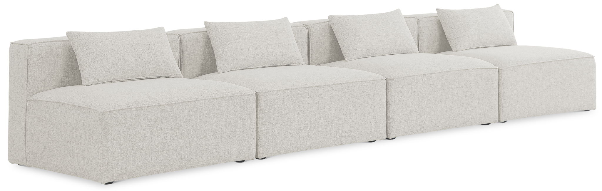 Cube 144" Fabric Upholstered 4pc. Armless Modular Sofa