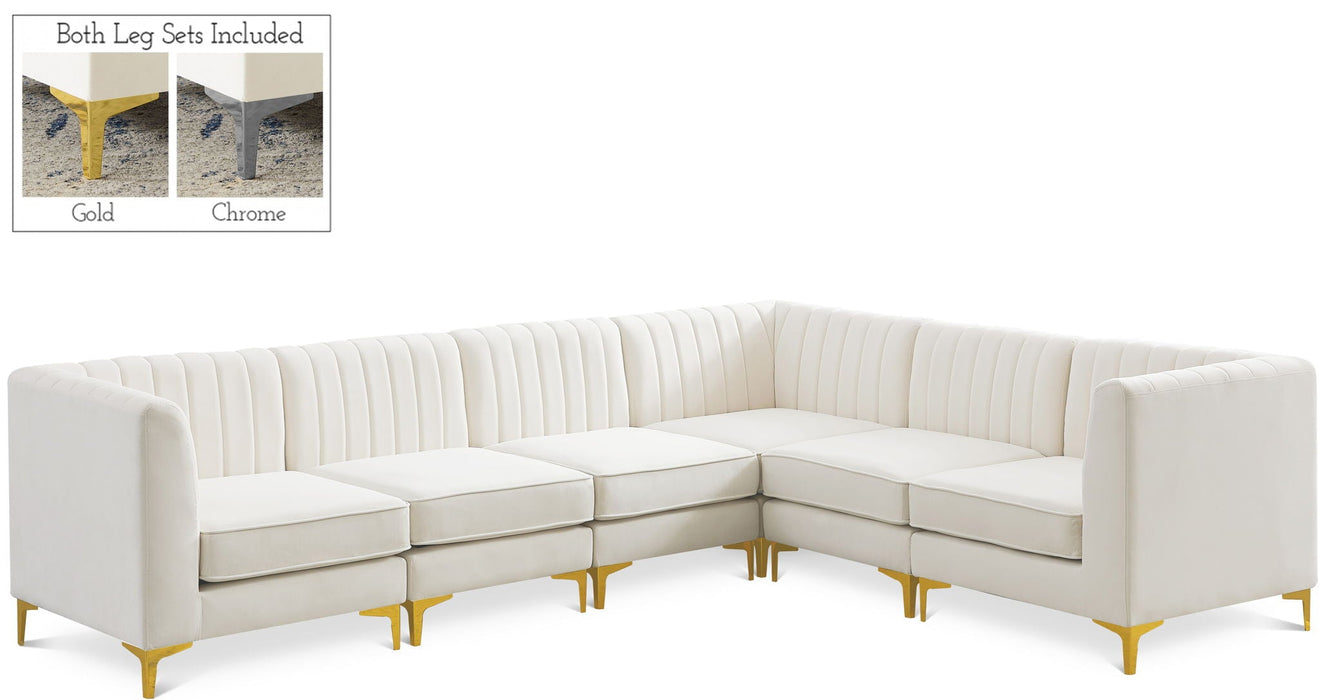 Alina 116.5" Velvet Upholstered 6pc. Modular Sectional