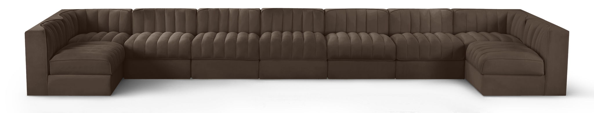 Rummi 213" Velvet Performance Fabric Upholstered 9pc. Modular Sectional