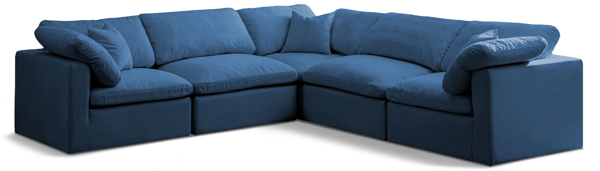 Plush 105" Velvet Upholstered Standard Comfort 5pc. Modular Sectional