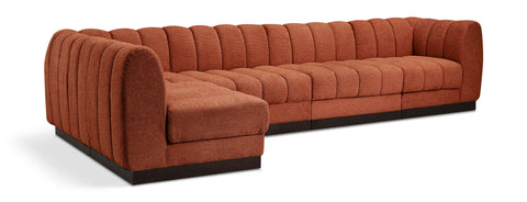 Seccional modular tapizado de chenilla Quinn de 133" de 5 piezas