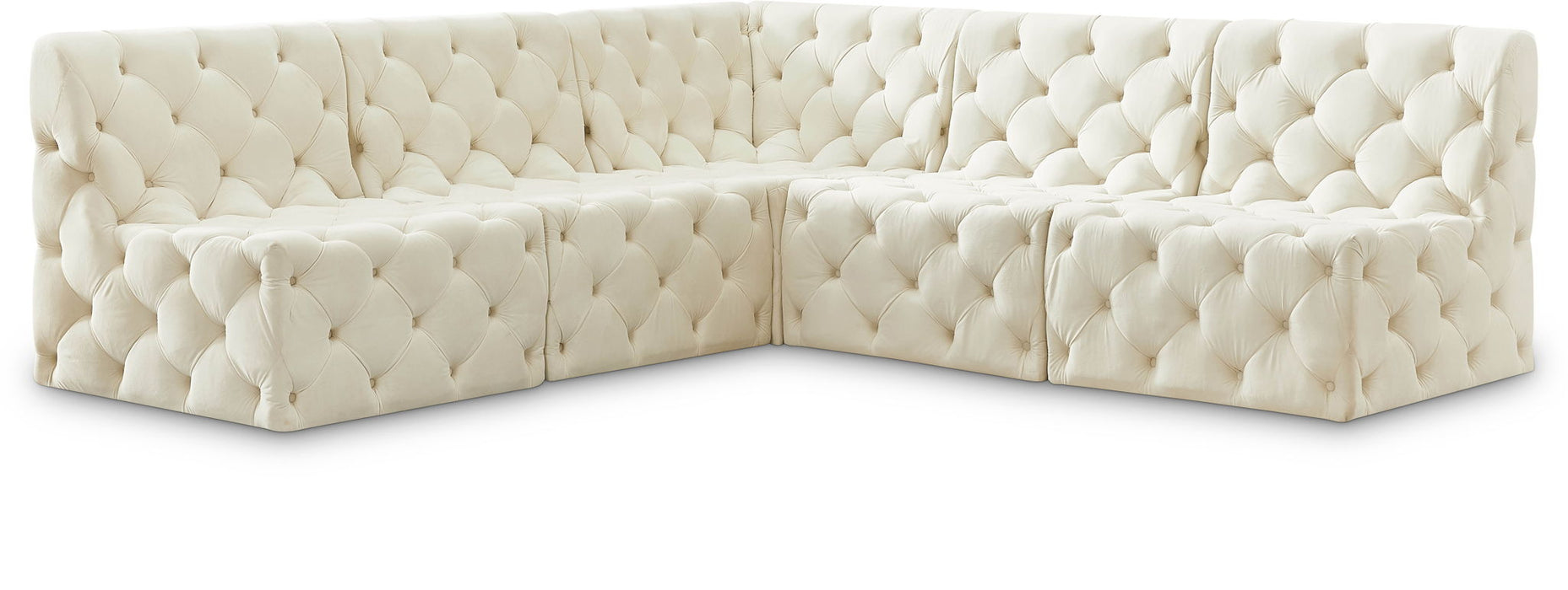 Seccional modular tapizado de terciopelo Tuft de 93" de 5 piezas