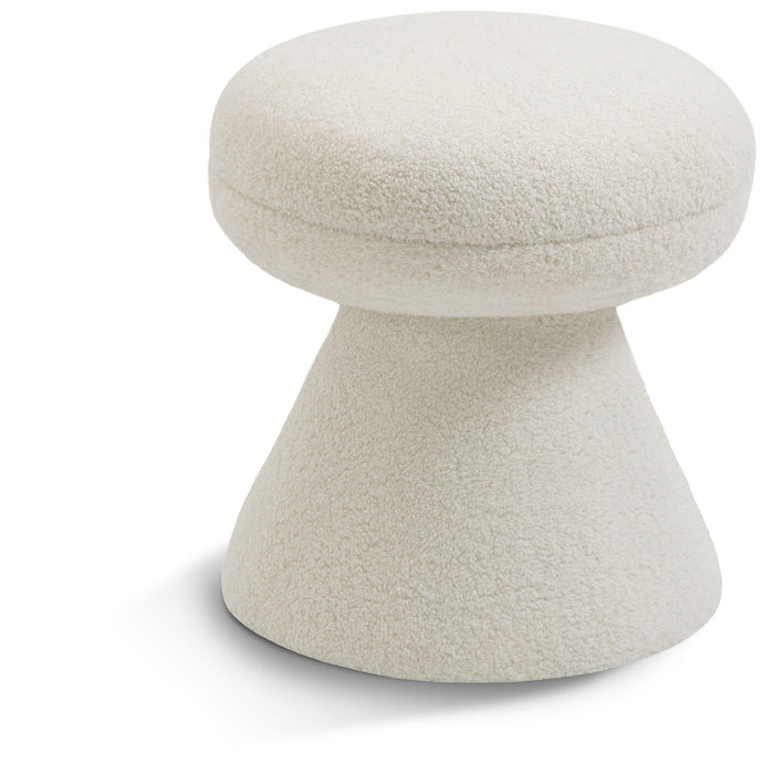 Drum Faux Shearling Teddy Fabric Upholstered Ottoman