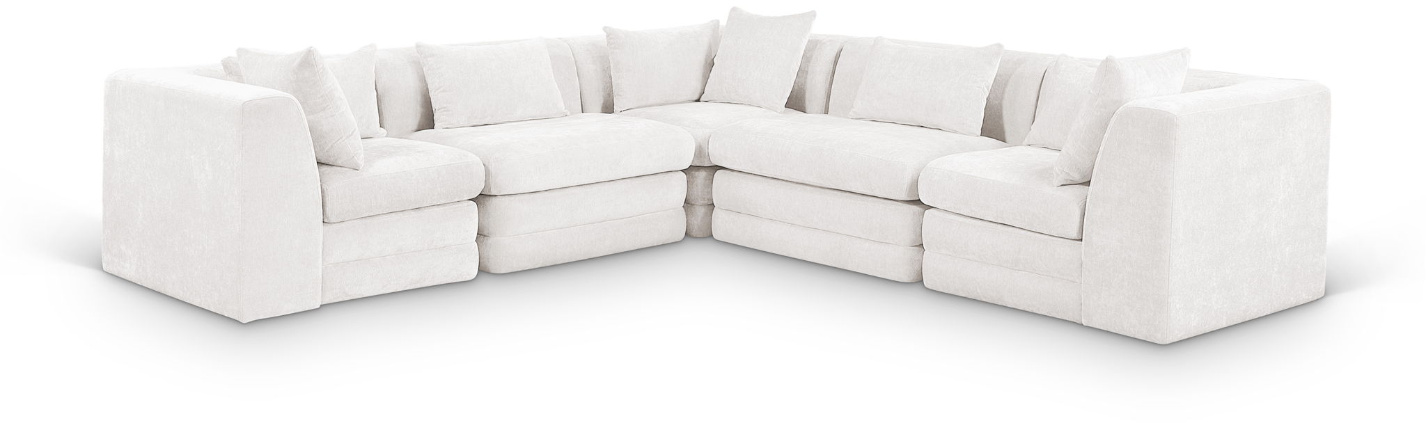 Seccional modular tapizado de chenilla Stellar de 114" de 5 piezas