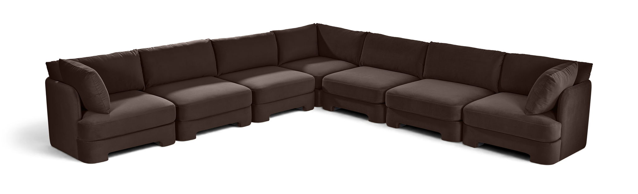 Seccional modular tapizado de terciopelo de alto rendimiento Hammond de 148" de 7 piezas