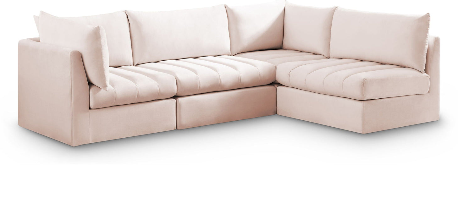 Seccional modular tapizado de terciopelo Jacob de 103" de 4 piezas