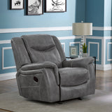 Sillón reclinable mecedor Conrad tapizado y acolchado con reposabrazos gris