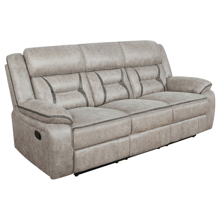 Juego de sofás tapizado reclinable Greer de 2 piezas - topo