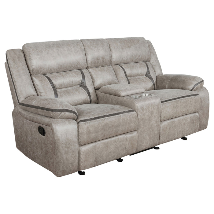 Juego de sofás tapizado reclinable Greer de 2 piezas - topo