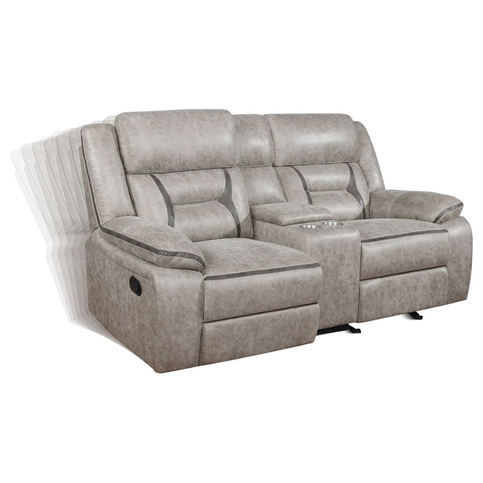 Juego de sofás tapizado reclinable Greer de 2 piezas - topo
