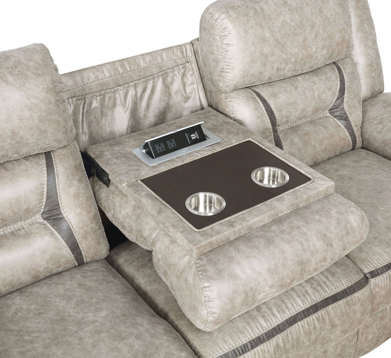 Juego de sofás tapizado reclinable Greer de 2 piezas - topo